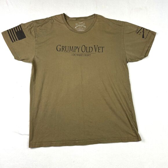 Grumpy Old Vet I Do What I Want Grunt Style Tactical Army Green T-Shirt Men XL - Picture 1 of 7